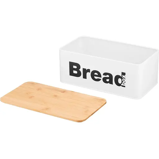 Хлібниця Ardesto Midori біла металева з кришкою з бамбука розміром 33х18х13 см (AR0912WB) - фото 3