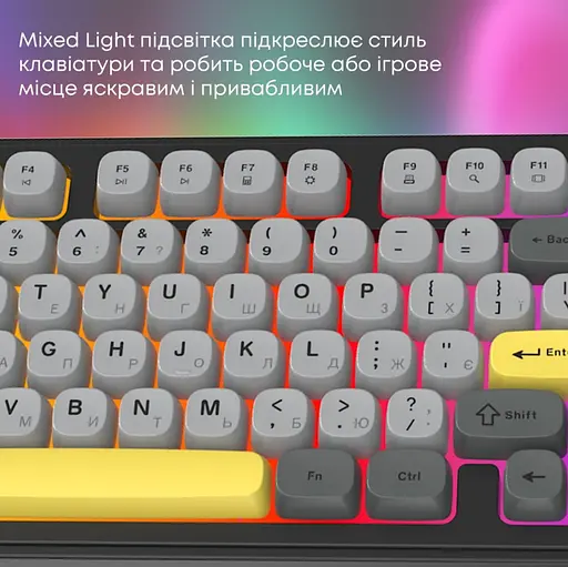 Клавіатура ігрова дротова Ajazz AF-BGY-98 USB Black-Gray-Yellow - фото 8