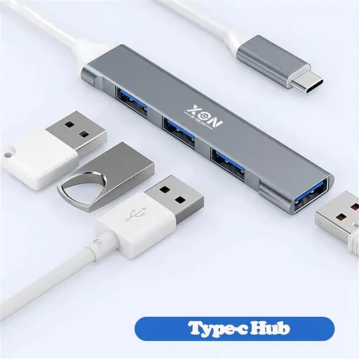 USB-хаб XON SmartHub Type-C на USB3.0 + 3хUSB2.0 Серый (UHCXM041332G 4965) - фото 2