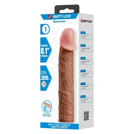 Насадка на пеніс Pretty Love Stevenson 20.5 см (коричневий) - фото 20