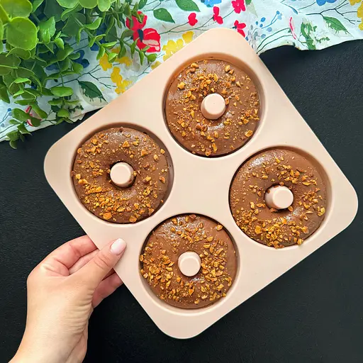 Форма квадратна силіконова для випічки пончиків та печива на 4 комірки 23.5х23.5х2 см, A-plus Бежевий 86250 - фото 2