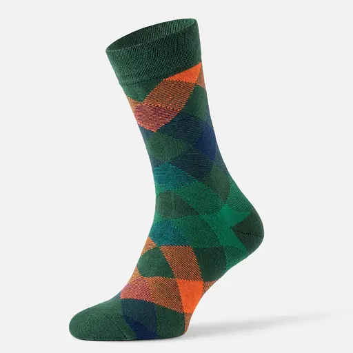 Шкарпетки з принтом ромби високі безшовні якісні ORGANIC cotton JILL ANTONY 42-43, Зелений - фото 2