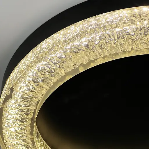 Стельовий чорний світильник із текстурною акриловим розсіювачем Ø 57 см | Line F | Арт. MJ316-600 BK+CL - фото 3