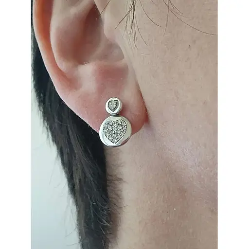 Серебряные пуссеты Лазурит Сердечки 2 в 1 с фианитами. 29055р - фото 3