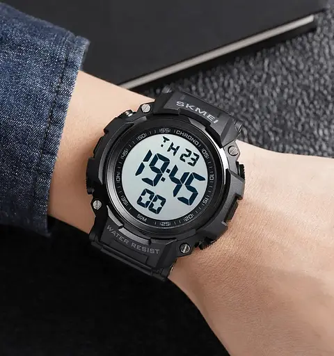 Чоловічий спортивний годинник Skmei 1886 (Чорний з білим) - фото 6
