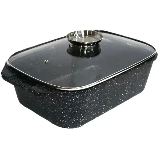 Гусятниця Zurrichberg ZBP-7131 з мармуровим покриттям з кришкою 35 см 7.8 л Чорний - фото 1