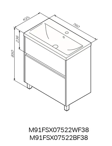 Тумба підлогова AM.PM GEM S 75 см з умивальником M91-FSX0752-WC0752BF38 - фото 4