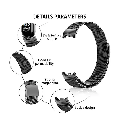 Ремінець для фітнес-браслета Boorui для Xiaomi Mi Band 8 і 9 міланська петля сірий - фото 3