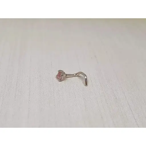 Срібна сережка-пірсинг в ніс Dear. 1017.2С Рожевий (світлий) - фото 2