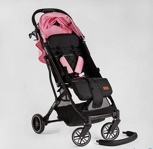 Прогулочная детская коляска Joy Fabiana 65102 (розовая) со стальной рамой, футкавером и подстаканником - фото 6
