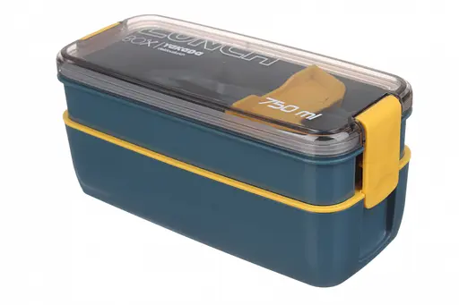 Ланч-бокс эко на 2 яруса с приборами Laprida Синий 750 мл (64-21-1165) - фото 1