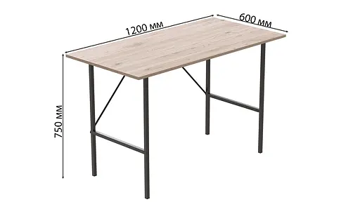 Стіл письмовий Line Тайм Ferrum-decor 750x1200x600 Чорний метал ДСП Дуб Сан-Марино 16 мм (FRD-104886) - фото 4