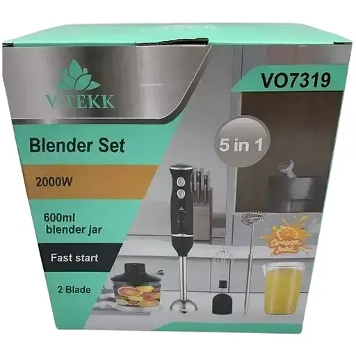 Погружной блендер 5 в 1 с чашей 600 мл, 1500W, VOLYX VO7319 