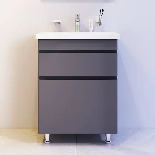 Тумба з умивальником AM.PM Hit 60 см підлогова графіт матовий M93A-FSX0602-WC0602GM38 Графіт - фото 2