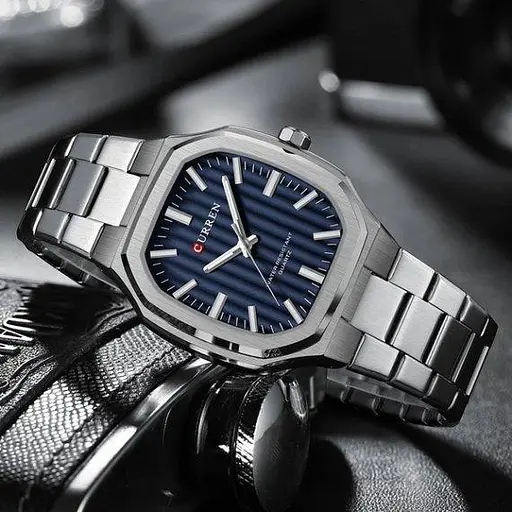 Часы мужские наручные Curren Quadro (Серебристые) - фото 6