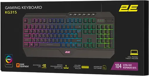 Клавіатура 2E Gaming KG315 RGB Ukr Black (2E-KG315UBK) - фото 2