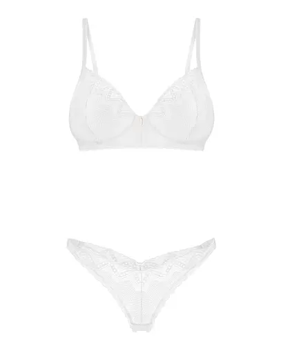 Комплект еротичної білизни Obsessive Alissium XL/2XL білий - фото 8