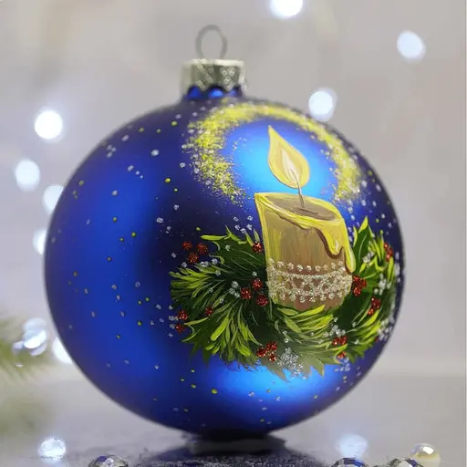 Ялинкова прикраса Санта Шоп Свічка з різдвяним вінком скло (4820001112504) - фото 3