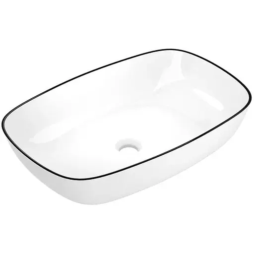 Умивальник накладний Imprese Black Edge 60x38x13,5 см білий/чорний i11098, Білий - фото 1