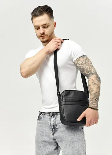 Мужская сумка мессенджер Sambag Makros черная 23 × 19 × 7 см (70278001m) - фото 1