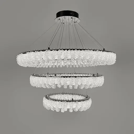 Кільцева кришталева люстра в хромі на 3 яруси 80+60+40 см | Арт. 33038-800+600+400 CH | Line F - фото 7