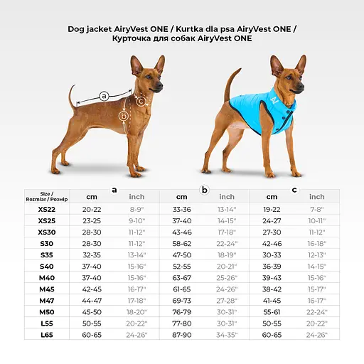 Курточка для собак AiryVest One, розмір XS30 блакитний [CD] - фото 2
