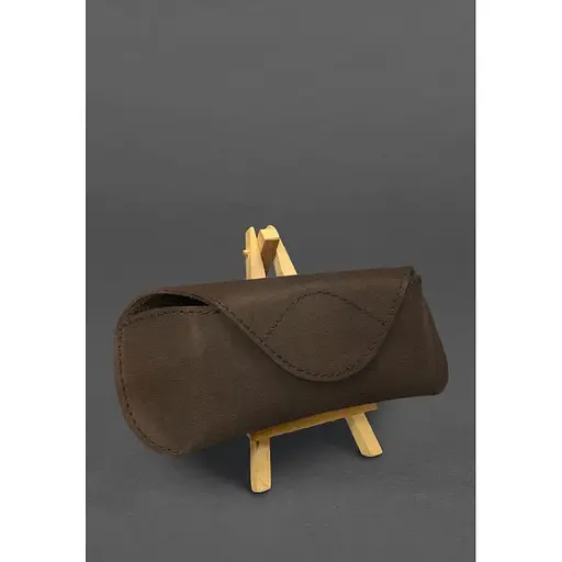 Чехол для очков BlankNote Crazy Horse из кожи с магнитной застежкой темно-коричневый  - фото 3