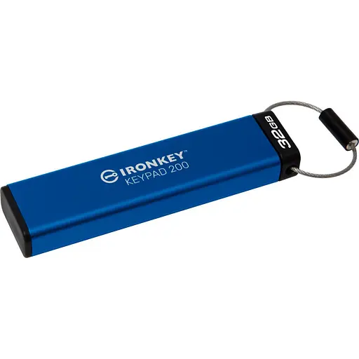 USB флеш накопитель Kingston 32 ГБ IronKey Keypad 200 AES-256 Encrypted Blue USB 3.2 (IKKP200/32 ГБ) - фото 4