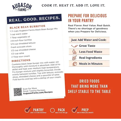 Фарш из черной фасоли для котлет бургеров Augason Farms 38 порций 25 лет срок хранения - фото 3