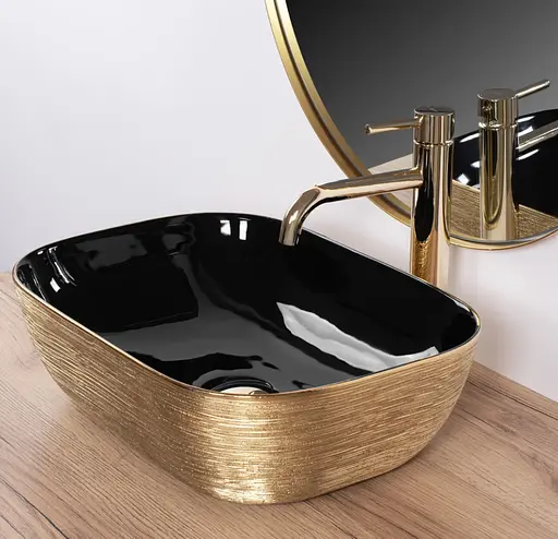 Умивальник Rea Belinda brushed gold black накладний REA-U8780, Золотий - фото 6