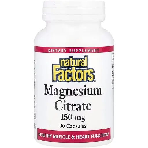 Цитрат магнію Natural Factors Magnesium Citrate 150 mg, 90 капсул для підтримка м'язів та нервової системи