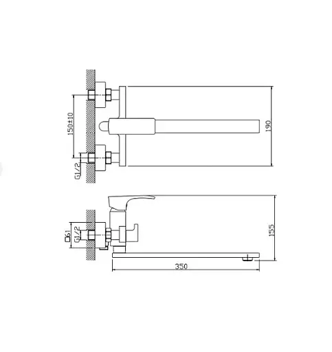 Смеситель для ванны Haiba Monaco 006 Euro (HB9652) - фото 2