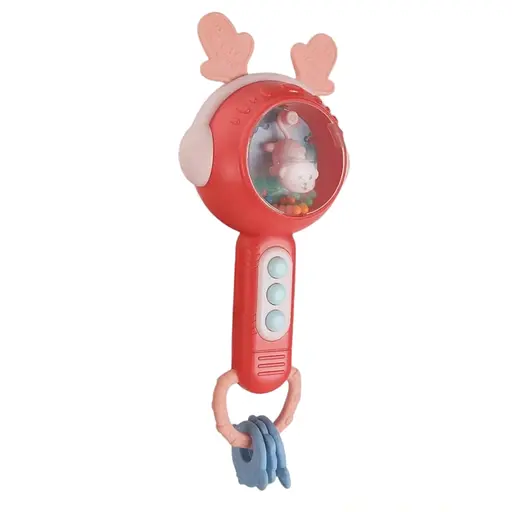 Інтерактивне брязкальце M 608 з мелодіями, тваринами та світлом, червоного кольору 