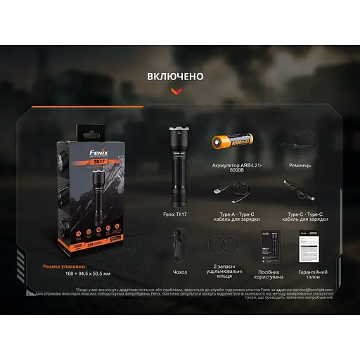 Фонарик ручной Fenix TK17 3600лм 330м Type-C Черный - фото 8