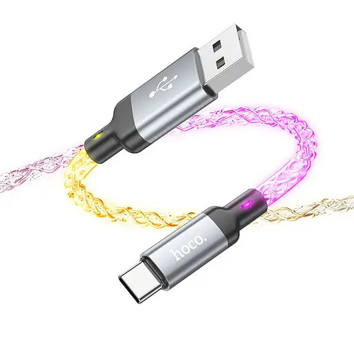 Дата кабель Hoco U112 Shine 2.4A USB to Type-C (1m) Gray - фото 3
