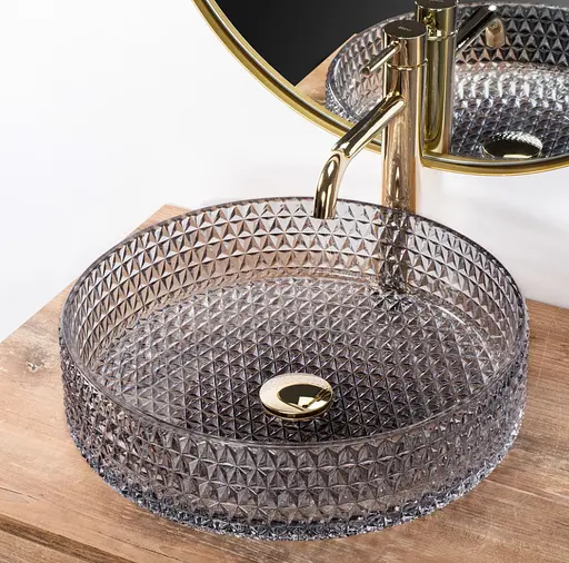 Умывальник Rea Cristal Grey накладной REA-U0277, Прозрачный - фото 4