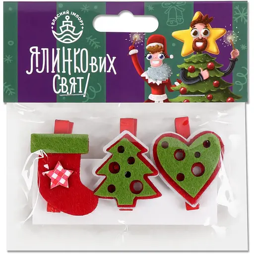 Набор новогодних прищепок декоративных Market Union 3 шт. (675269)