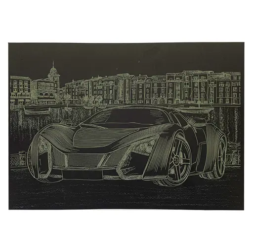 Гравюра А4 "Спорткар" Danko Toys ГрА4-4з эконом вариант в пакете 29,7х21 см - фото 1