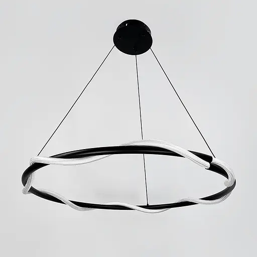 Люстра с черным кольцом и оплетенным неоном Ø 80 см | Ст. JU 25-800 BK | Line F - фото 3