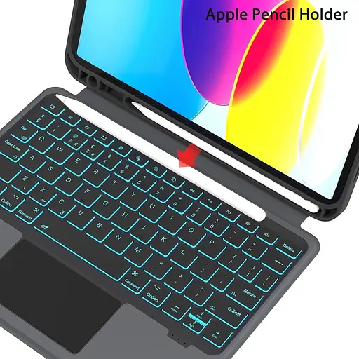 Чохол ROOFEI для iPad 10-го покоління (10,9 дюйма, 2022 р.) зі знімною клавіатурою: 7-колірне підсвічування, сенсорна панель - фото 8