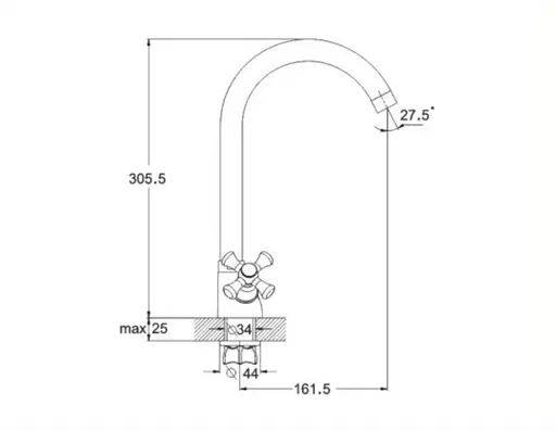 Смеситель для кухни Udis DTZ4-A827 двухвентильный Хром 30412 - фото 2