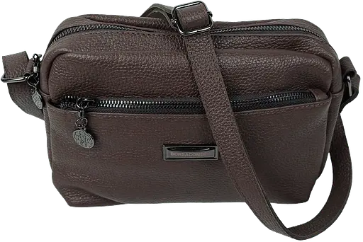 Женская кожаная сумка Borsacomoda на плечо темно-коричневая sum0028718 - фото 5