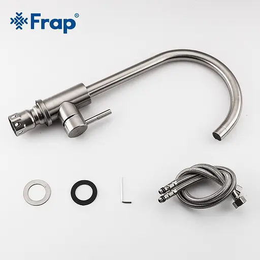 F40899 (H899) Змішувач для кухні НЕРЖ. U-гусак гайка Ø35 Frap 1/10 Нержавіюча сталь - фото 5