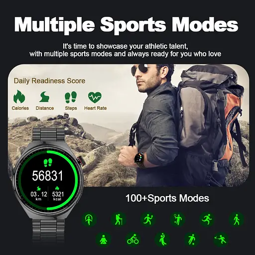 Смарт-часы LEMFO LF38-Y13 стальной ремешок Black (16729) - фото 3