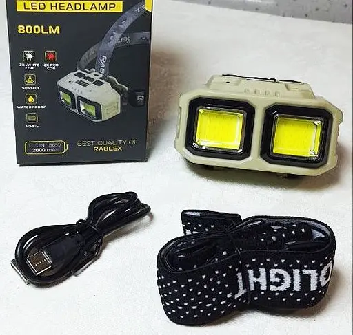 Яркий налобный фонарь Rablex RB 971 с красным и белым светом аккумуляторный с датчиком движения 18650 IP44 - фото 5