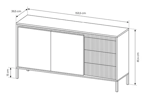 Комод Perfect Home Сенсо/Senso 2-дверный с 3 ящиками 2D3S/153 Беж (PFH-091107) - фото 4