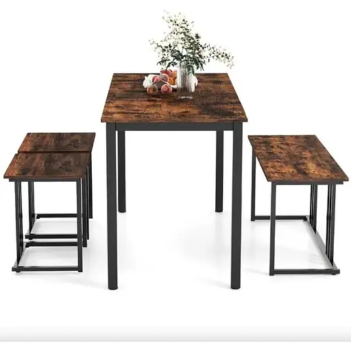 Комплект Costway Decima обеденный стол со стульями в стиле Loft коричневый - фото 4