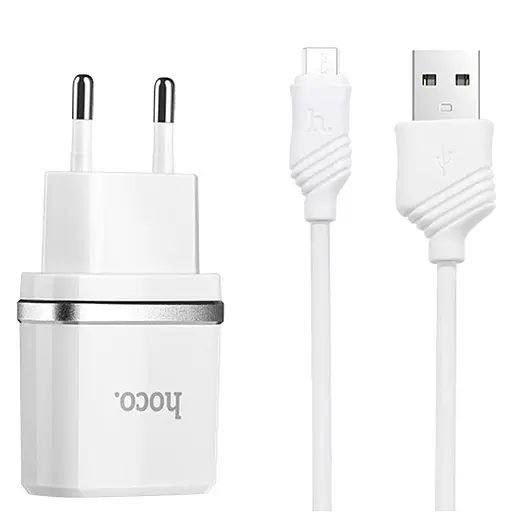 Зарядное устройство Hoco C12 набор с кабелем micro 2 USB-порты - фото 1