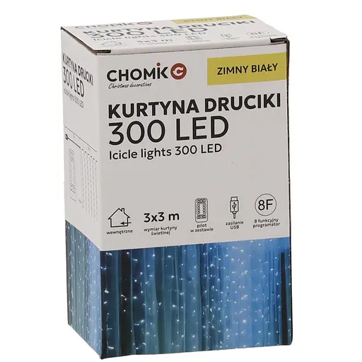Гирлянда Chomik Штора 300LED холодный белый 3 x 3 м (LED0009)