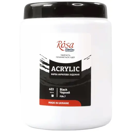 Фарба акрилова Rosa Studio Чорна 403, 1000 мл CD